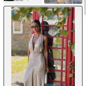 Zara Metallic Halter Dress L